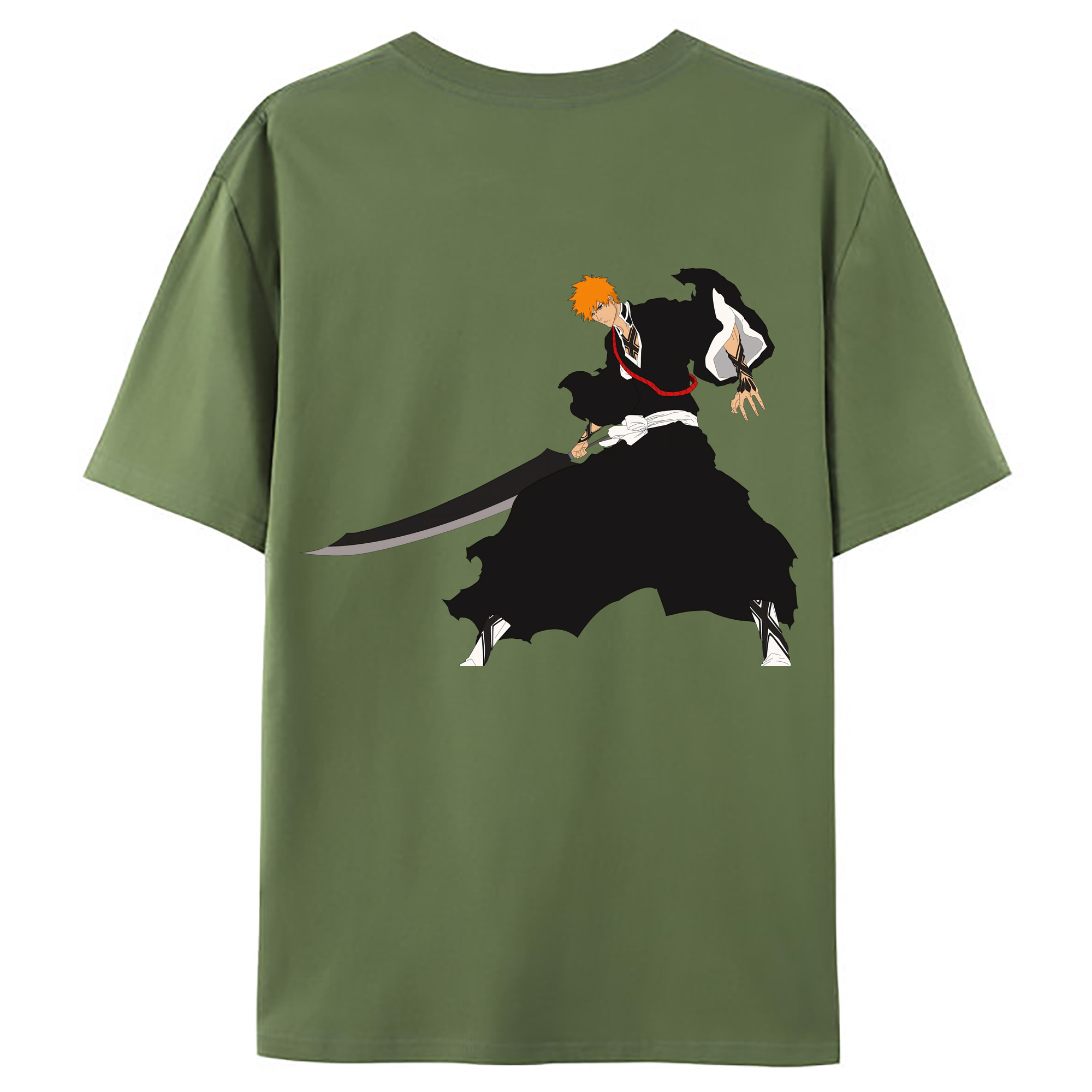 （画像用） ブリーチ 黒崎一護（くろさき いちご）BLEACH Kurosaki Ichigo 綿100％ メンズ半袖Tシャツ（バックプリント） 通気性
